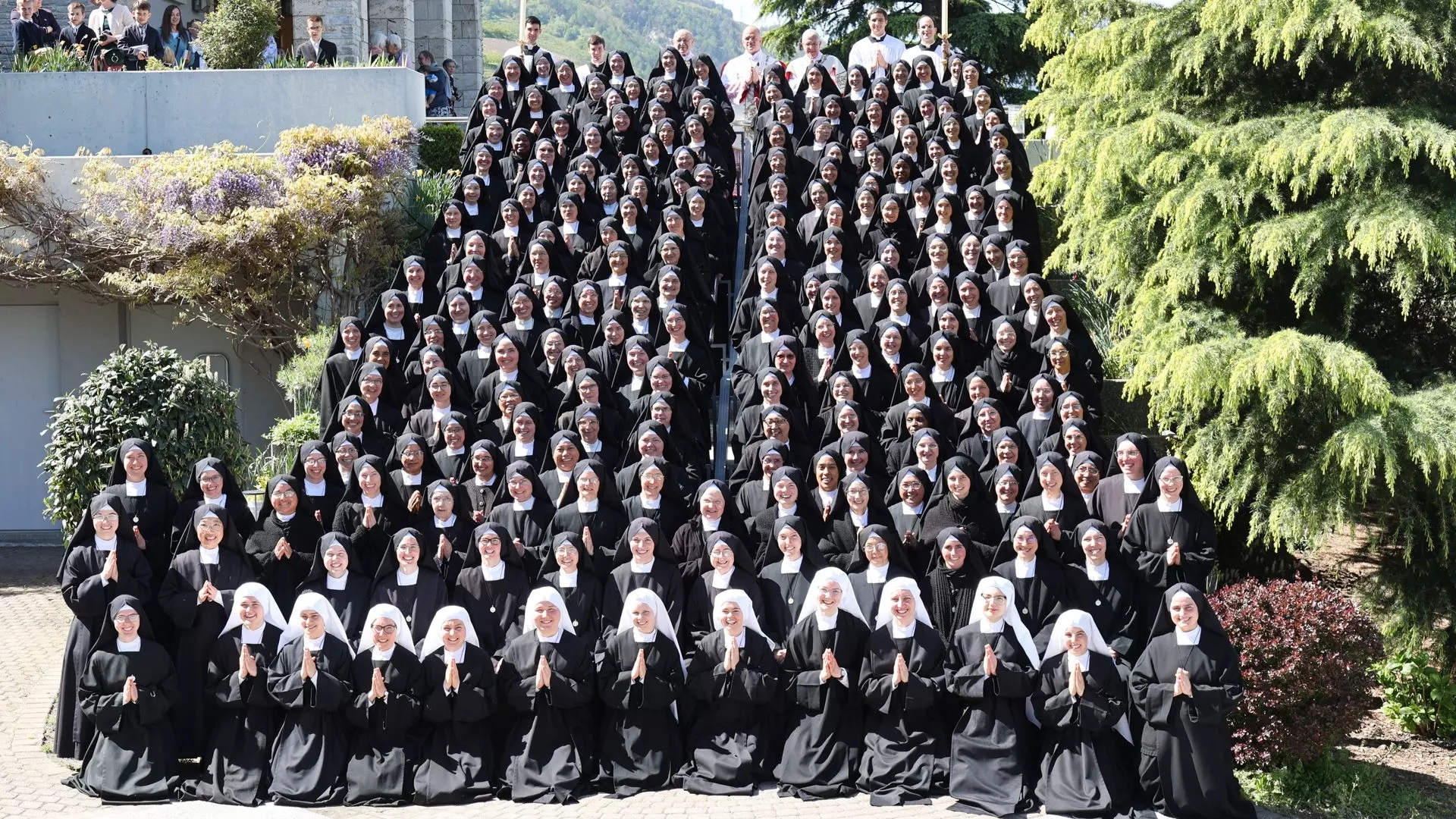 The whole Congregation assembled at the foot of the Seminary church